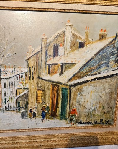 Oil Painting on Canvas - Maurice Utrillo (after) - (1883 - 1955) - Rue De Montmartre 20th