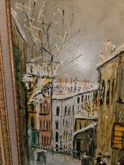 Oil Painting on Canvas - Maurice Utrillo (after) - (1883 - 1955) - Rue De Montmartre 20th