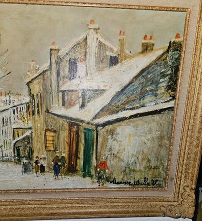 Oil Painting on Canvas - Maurice Utrillo (after) - (1883 - 1955) - Rue De Montmartre 20th