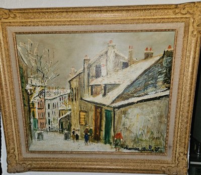 Oil Painting on Canvas - Maurice Utrillo (after) - (1883 - 1955) - Rue De Montmartre 20th