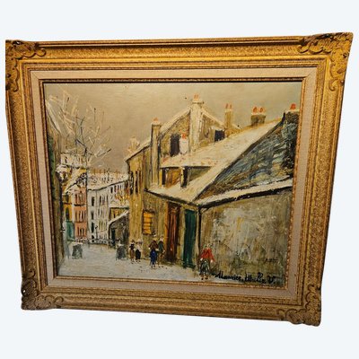 Oil Painting on Canvas - Maurice Utrillo (after) - (1883 - 1955) - Rue De Montmartre 20th