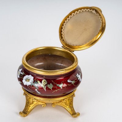 A small gilt bronze and enamel box, late 19th century