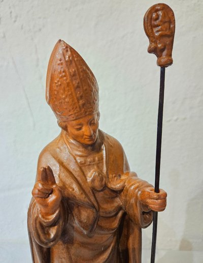 Sculpture of Saint Nicholas in Patinated Terracotta - 20th century -