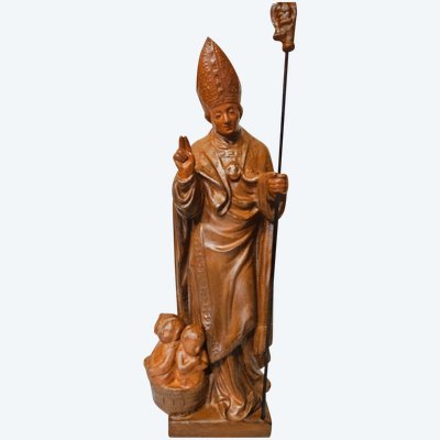 Sculpture of Saint Nicholas in Patinated Terracotta - 20th century -