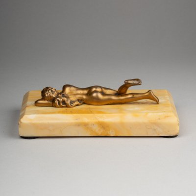 Small Female Nude in Gilded Bronze, Early 20th Century