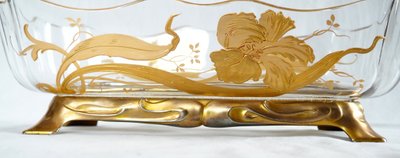 Baccarat Art Nouveau crystal planter, gilt bronze mount - label