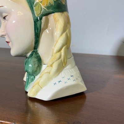 Girl with handkerchief Antonio Ronzan 40s Deco. Ceramic Mis h 24