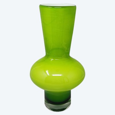 1970s Gorgeous Green Vase by Ind. Vetraria Valdarnese. Made in Italy