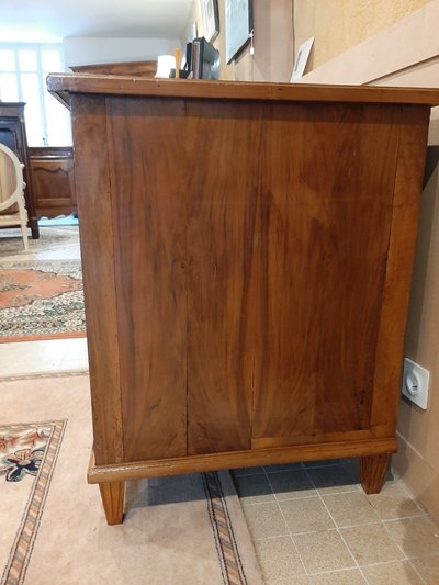 Very beautiful Louis XVI style chest of drawers in burl walnut and cherry wood - late 18th century period