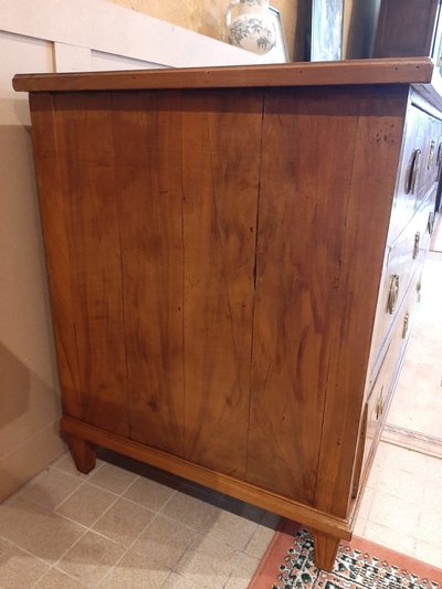 Very beautiful Louis XVI style chest of drawers in burl walnut and cherry wood - late 18th century period