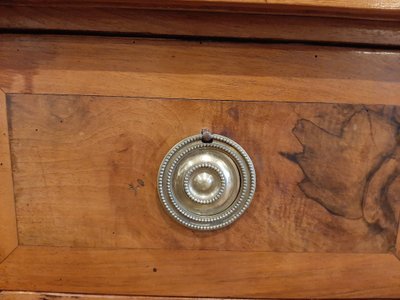 Very beautiful Louis XVI style chest of drawers in burl walnut and cherry wood - late 18th century period