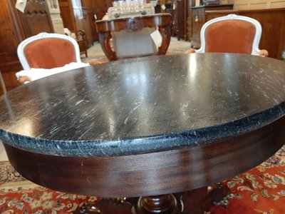 Charles X Restoration Pedestal Table in Mahogany and Marble, 19th Century