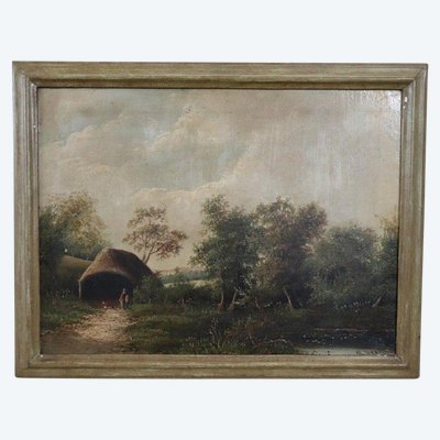 English Landscape, Oil Painting on Canvas, Late 19th Century