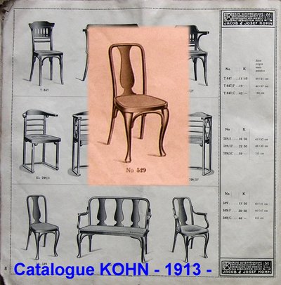 KOHN chair No. 529 from 1913, caned bistro chair with "Loos feet"