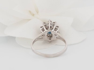 White gold, sapphire and diamond entourage ring