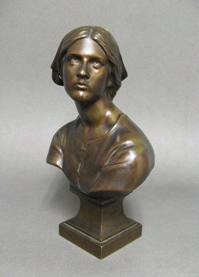 Bronze bust of Joan of Arc.