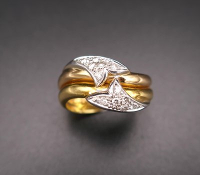 Bague Diamants Or Rose Et Or Jaune et Or blanc  18 Carats.