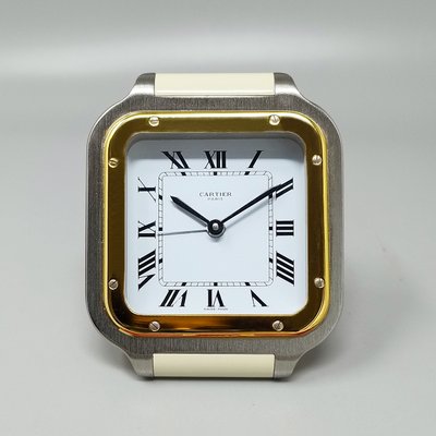 Superbe réveil-pendule Cartier Santos des années 1980. Fabriqué en Suisse