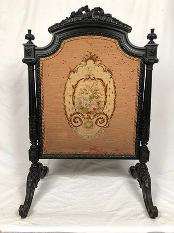 Blackened wood mantelpiece richly carved, Napoleon III