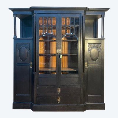 Vitrine - Napoleon III / English wardrobe in blackened wooden