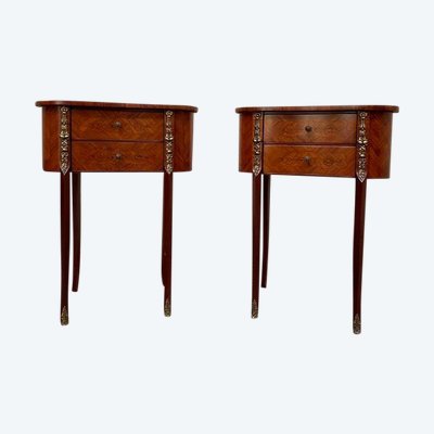 Pair of louis XV style bedside tables -transition