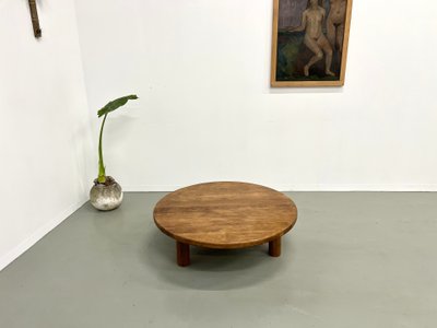 Circular modernist oak coffee table