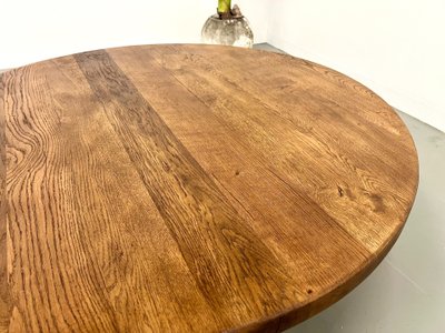 Circular modernist oak coffee table