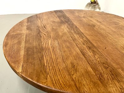 Circular modernist oak coffee table