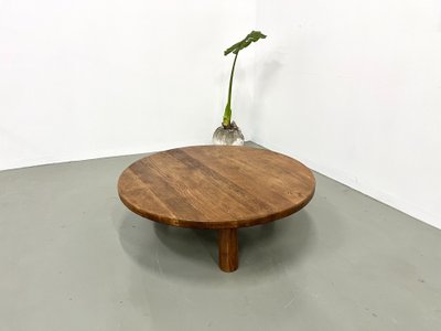 Circular modernist oak coffee table