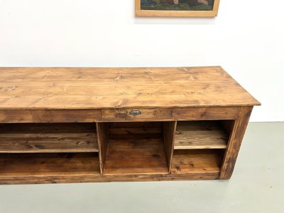 Large old trading counter in solid pine