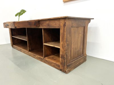 Large old trading counter in solid pine