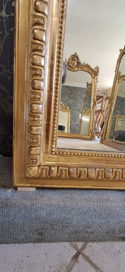 19th century mirror with pediment 163 x 84/91