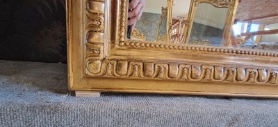 19th century mirror with pediment 163 x 84/91