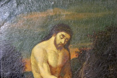 Oil on Copper Christ with Reed End of 17th Century