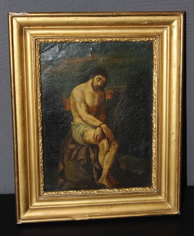 Oil on Copper Christ with Reed End of 17th Century