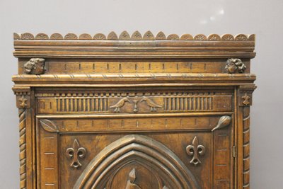 Henri II Style Oak Bonnetière with Joan of Arc Decor, Late 19th Century