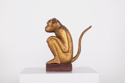 Ritual monkey figure in gilded wood