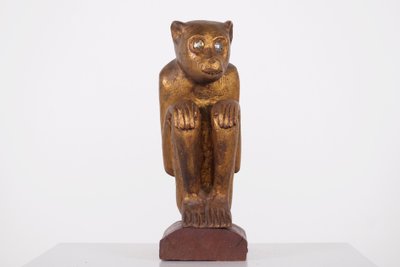 Ritual monkey figure in gilded wood