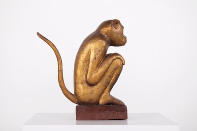 Ritual monkey figure in gilded wood