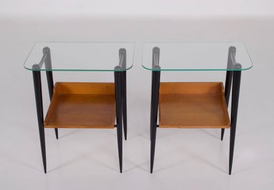 Paire de tables d’appoint style Ico Parisi.