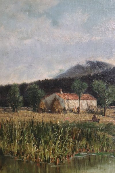 Italian Artist, Landscape, Oil Painting on Canvas, Mid-19th Century