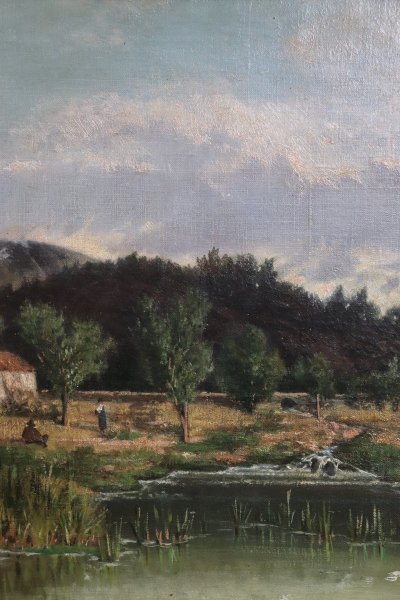 Italian Artist, Landscape, Oil Painting on Canvas, Mid-19th Century