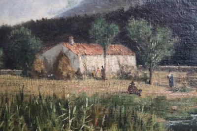 Italian Artist, Landscape, Oil Painting on Canvas, Mid-19th Century