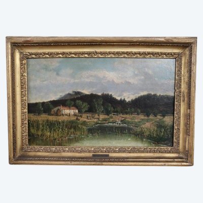 Italian Artist, Landscape, Oil Painting on Canvas, Mid-19th Century