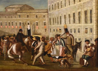 Carnival In Rome In Piazza Colonna, Roman School Of Bamboccianti (mid-17th Century)