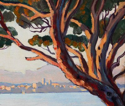 Maurice de Lambert 1873-1953 Antibes, landscape from the Cape, painting, circa 1920