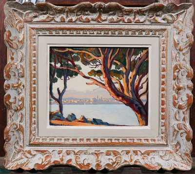 Maurice de Lambert 1873-1953 Antibes, landscape from the Cape, painting, circa 1920