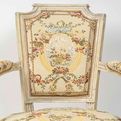 Set of Four Louis XVI Circa Beechwood Lacquered Armchairs Circa 1780-1790