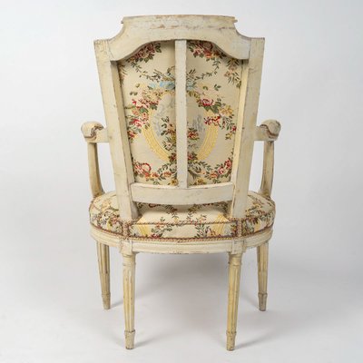 Set of Four Louis XVI Circa Beechwood Lacquered Armchairs Circa 1780-1790