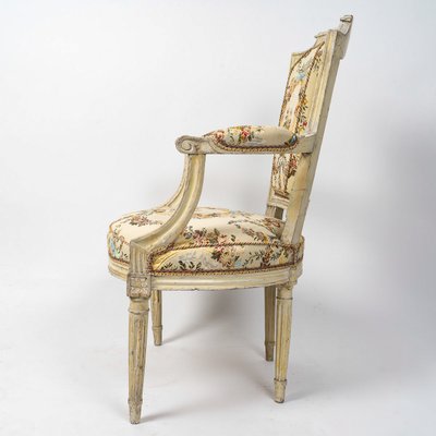 Set of Four Louis XVI Circa Beechwood Lacquered Armchairs Circa 1780-1790